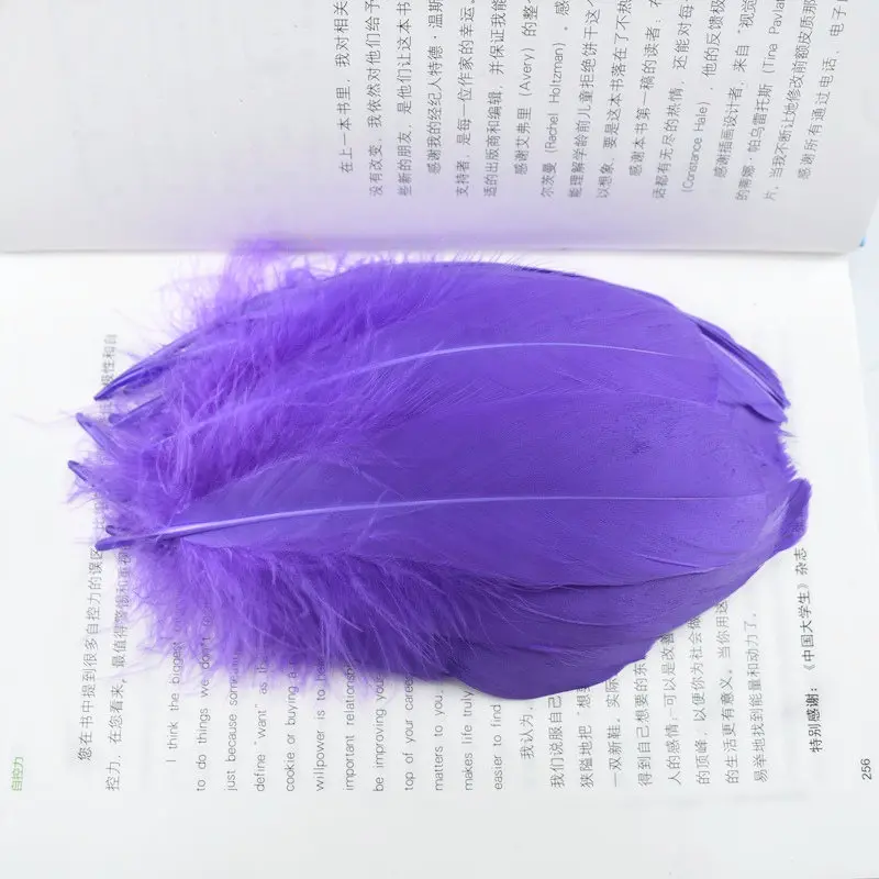 purple Оптом перья для рукоделия для изготовления ювелирных изделий натуральные разноцветные гусиные перья вечерние украшения 13-18 см DIY аксессуары для дома - Цвет: purple