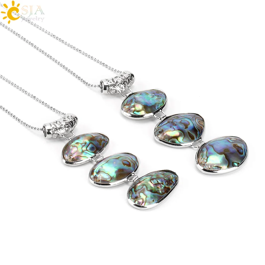 Ожерелье CSJA из Новой Зеландии ожерелье с 3 овальными бусинами натуральное сырье