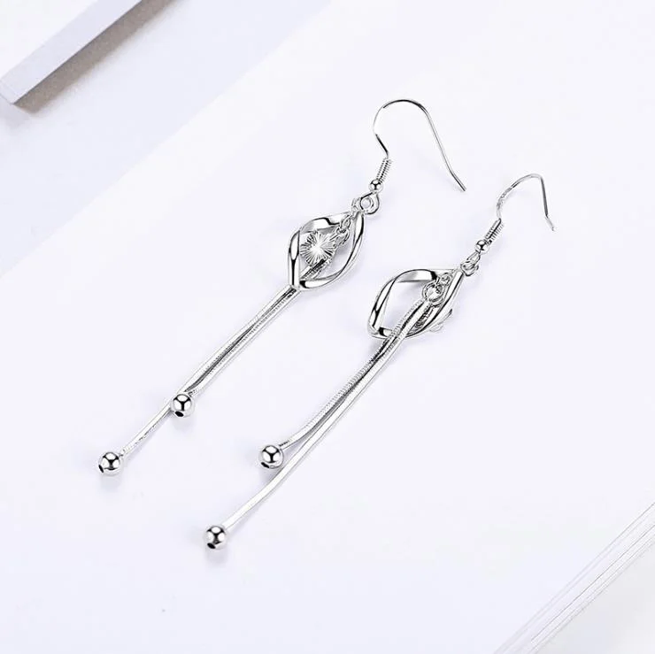 Серьги гвоздики женские из серебра 925 пробы с цветком сливы|stud earrings|stud earrings