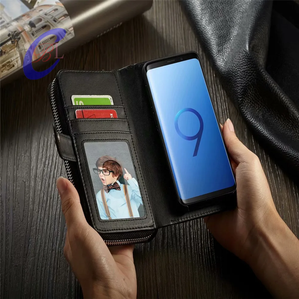 Кожаный откидной съемный чехол-кошелек на молнии для Samsung Note 20 9 8