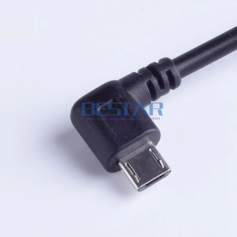 Черный штекер питания постоянного тока USB преобразователь в Micro L-образный черный