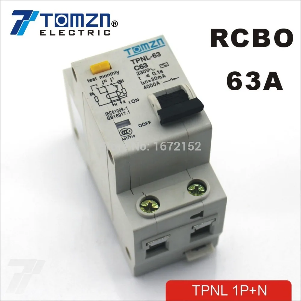 

TPNL 1P+N 63A 230V~ 50HZ/60HZ Residual current Circuit breaker with over current and Leakage protection RCBO