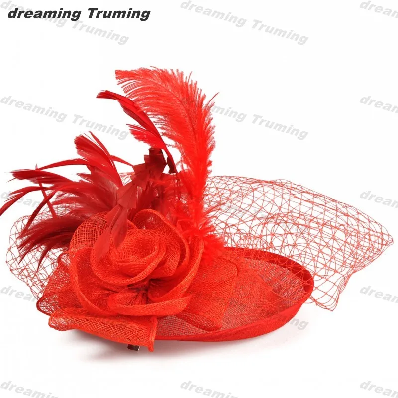 Модные женские шляпки для свадьбы элегантные сетчатые ленточки шляп и перьев