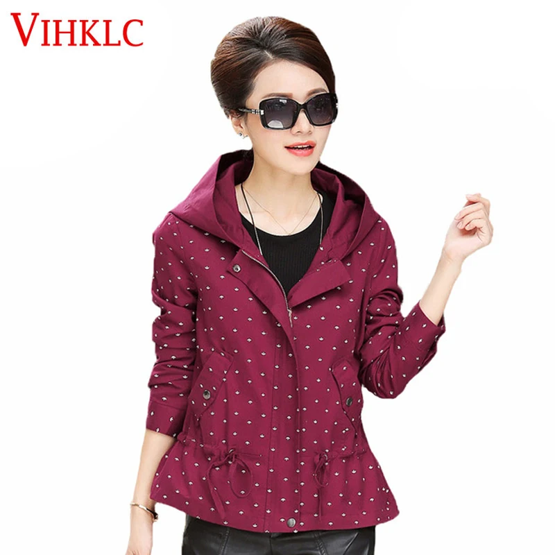 2017 женские куртки среднего возраста весна осень размера плюс свободная