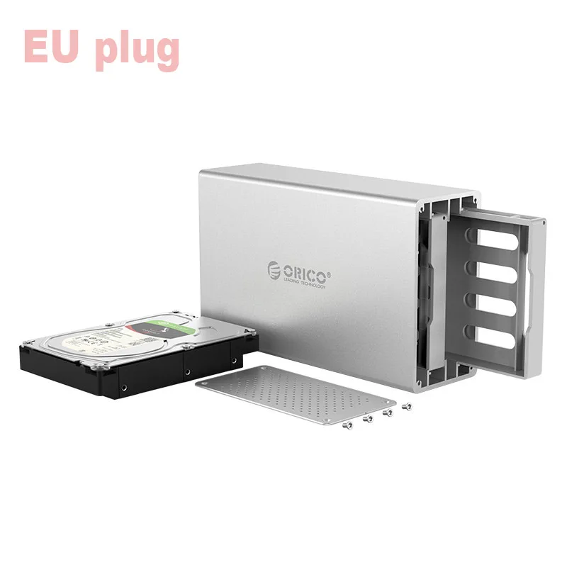 ORICO, корпус для жесткого диска, двойной отсек, 3,5 дюйма, SATA to USB3.0, 5 Гбит/с, алюминиевый чехол для жесткого диска, внешний жесткий диск, адаптер, USB док-станция - Цвет: EU