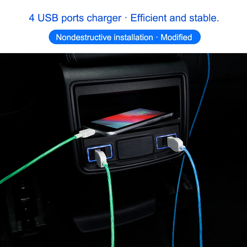 QHCP автомобильное USB зарядное устройство Быстрая задняя розетка кондиционера зарядка Быстрый светодиодный декоративный светильник для Subaru Forester стайлинга автомобилей