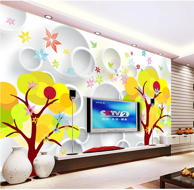 

The custom 3D murals,abstract tree 3D circle papel de parede,living room sofa TV wall children bedroom wall paper