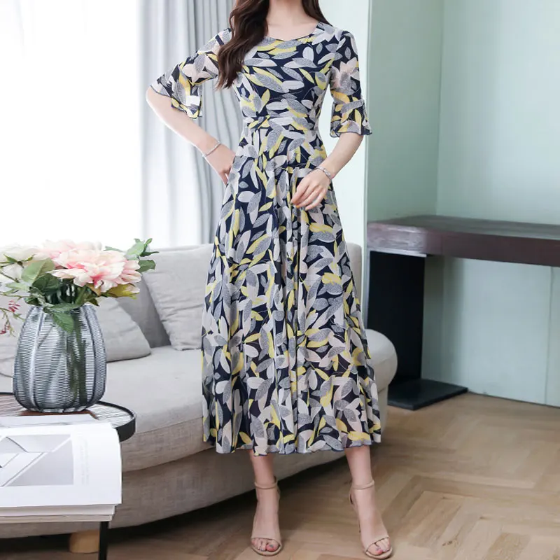 2019 лето новый принт контрастного цвета большие размеры женская одежда линия