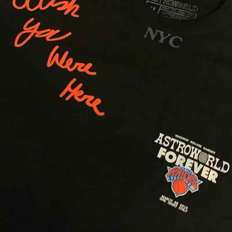 19SS ASTROWORLD Трэвиса Скотта MSG FOREVER TEE Нью-Йорк НИКС Astroworld футболка уличная одежда хип-хоп Astroworld футболка для мужчин и женщин