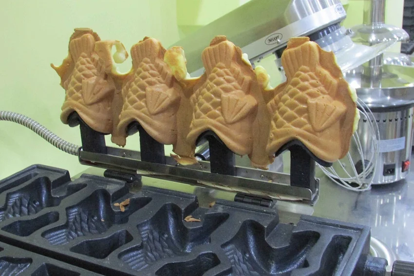 Корейская Taiyaki машина с 110v или 220v открытый рот положить мороженое рыба