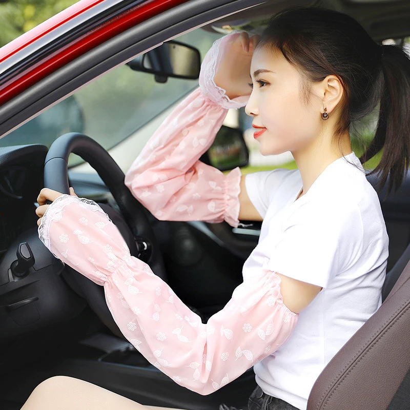 1 пара зеленые цветочные женские УФ перчатки для вождения автомобиля