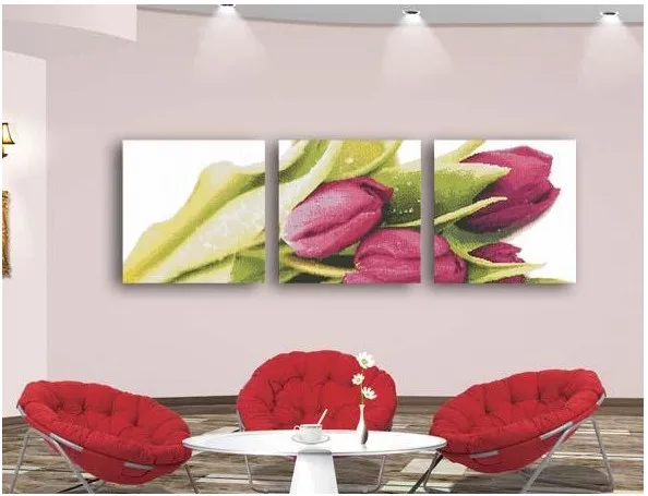 Набор для вышивки крестиком тройной вертикальный Розовый тюльпан бесплатная