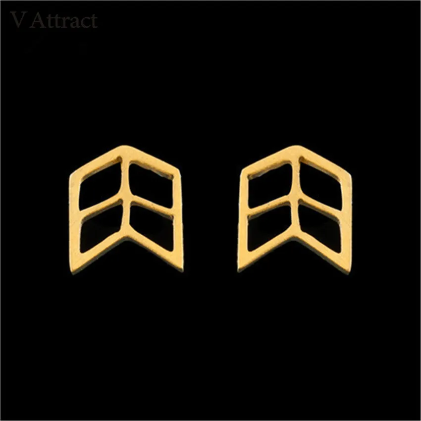 V Attract Geometric Trangle Stud Earrings 2017 Women Fashion Jewelry Stainless Steel Gold Color Boucles D'oreilles Everyday Gift|fashion stud earrings|stud earringsearrings fashion |