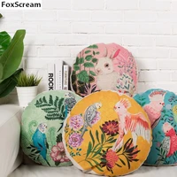 bird pillow round pillow decorative pillows floral cushions cover home decor blue pink blue linen couch pillowcase for sofa
