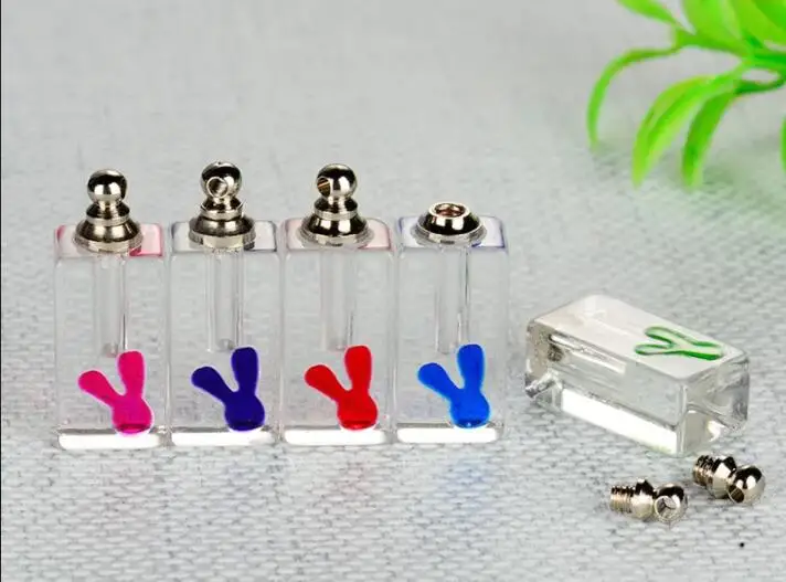 Mix Color Crystal Vial Pendants miniature glass bottles rice vials SCREW CAP necklace perfume oil bottle Rice Charms diy | Дом и сад