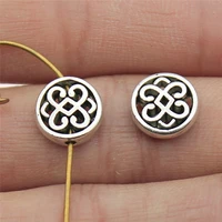 wysiwyg 10pcs 10x10mm round flower spacer beads antique silver color loose beads for jewelry making bracelet diy handmade craft