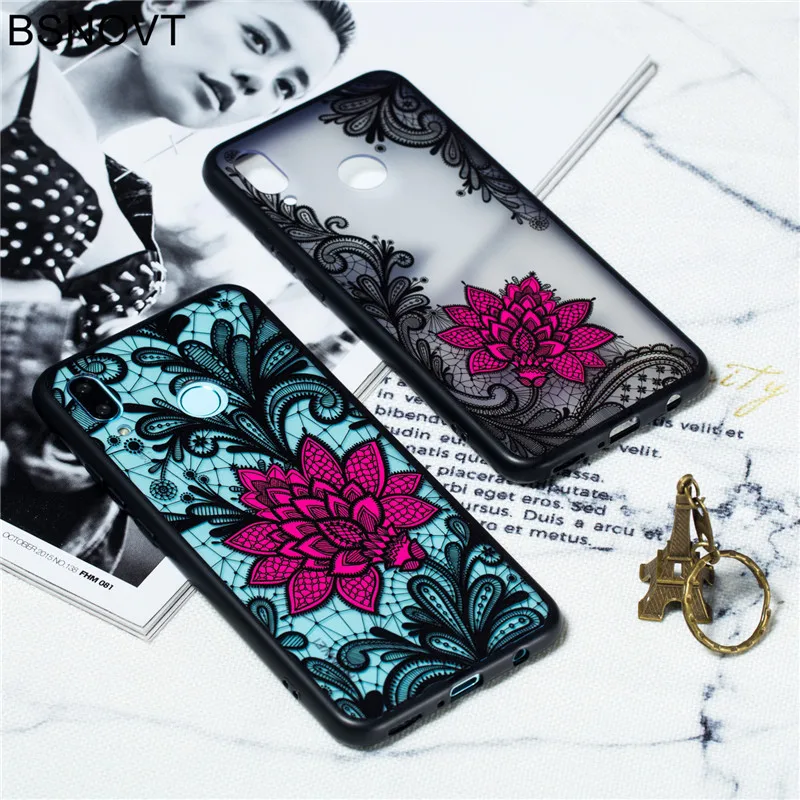 Чехол для Huawei Nova 3 чехол из мягкого ТПУ с рельефным черным кружевом и красным