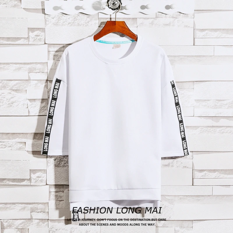 Men's Printed New Style Pullover Three Quart short Sleeved Sweatshirt Tops fashion WY120 | Мужская одежда