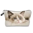 Модные женские милые дорожные сумки для макияжа с 3D рисунком кота, хит продаж, Женская косметическая сумка-Органайзер, популярная сумка для хранения