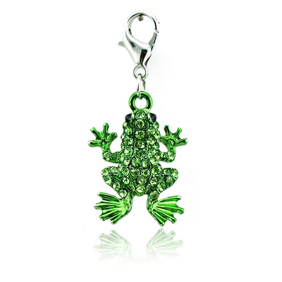 Green JINGLANG модные подвески 2 цвета Стразы застежка-Омар лягушка подвески DIY ювелирные аксессуары - Окраска металла: Green