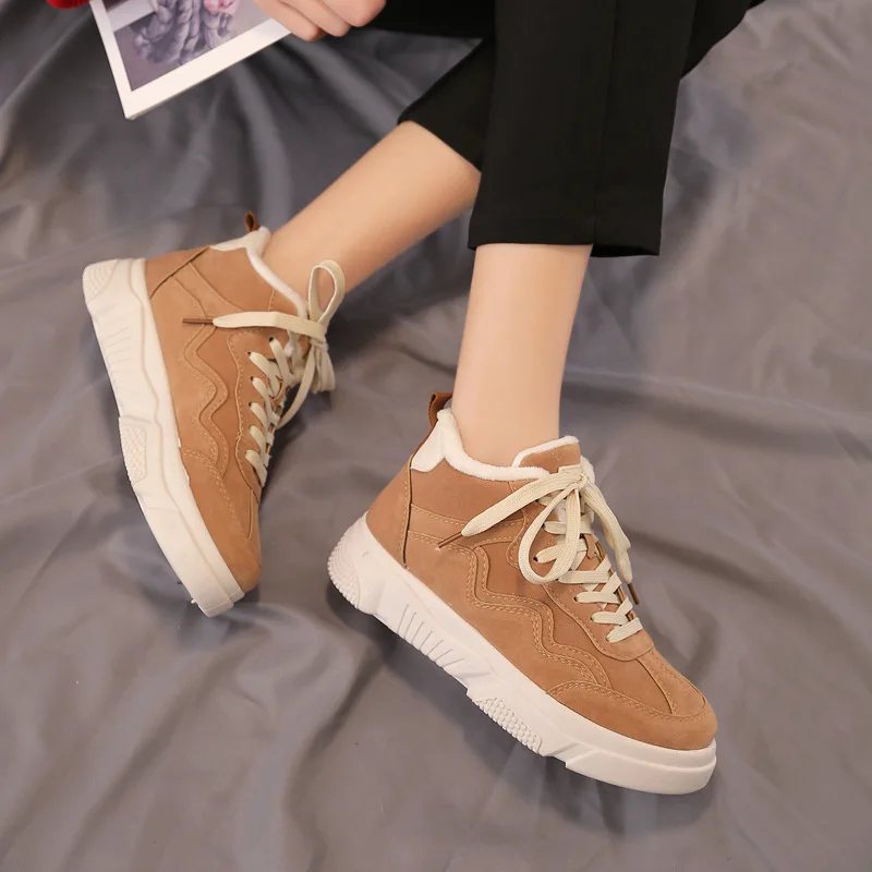 Зимняя модная женская повседневная обувь замшевая на платформе женские