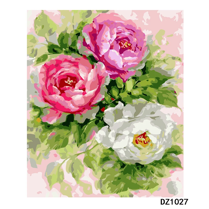 

Peony China Rose Flower 50x65CM DIY Digital Painting By Numbers Modern Wall Art Canvas Painting Unique Gift Home Decor 40x50cm