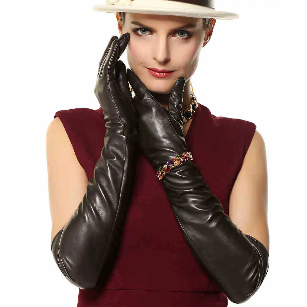 Direct Selling Women Gloves Super Long 22'' Nappa Genuine Leather Opera Dressing 100% Lambskin Glove Time-limited L109NN