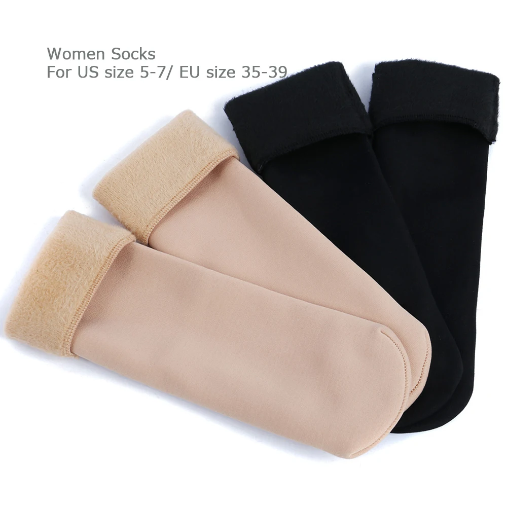1 пара женские зимние теплые мягкие повседневные Черные носки из хлопка и