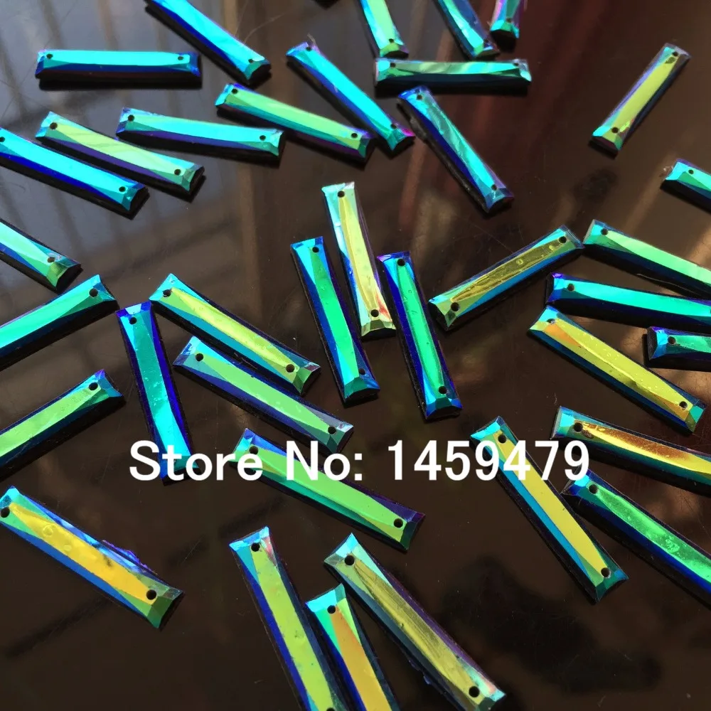 2 отверстия Свободные Стразы Акриловые прямоугольник глубокий синий АВ Цвет 50 шт