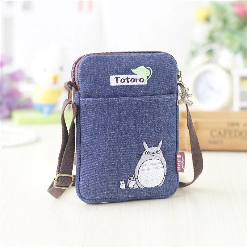 Мультфильм Тоторо Crossbody мешок Мумия Курьерские сумки джинсовая мини женский кошелек сцепления для беременных кормящих ребенка подгузник сумки MBG0262 - Цвет: Deep blue totoro