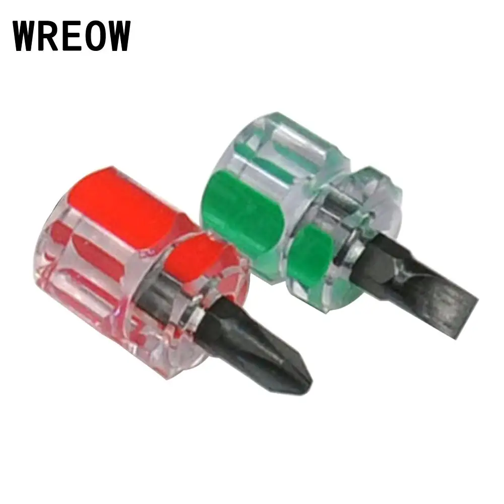 

durable 2pc/set High Hardness chrome vanadium Portable Micro Mini Stubby Slotted Screwdriver Tool Tackle Green/Red