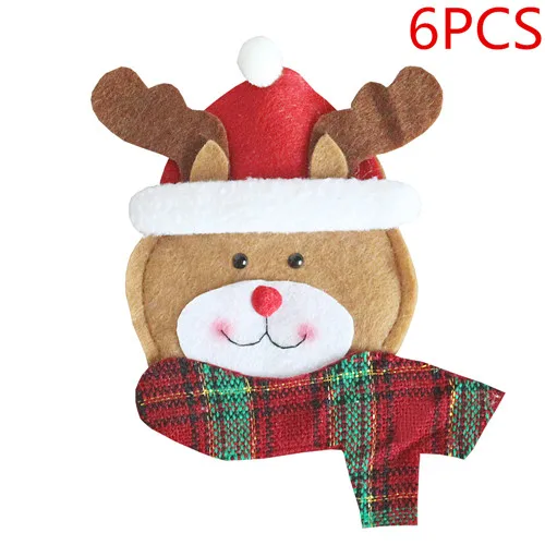 No10-6pcs 6 шт./лот, рождественские украшения для дома, карман для столовых приборов, вилка и нож, мешочек для посуды, Санта-Клаус, декор для ужина/стола, украшение для дома - Цвет: No10-6pcs