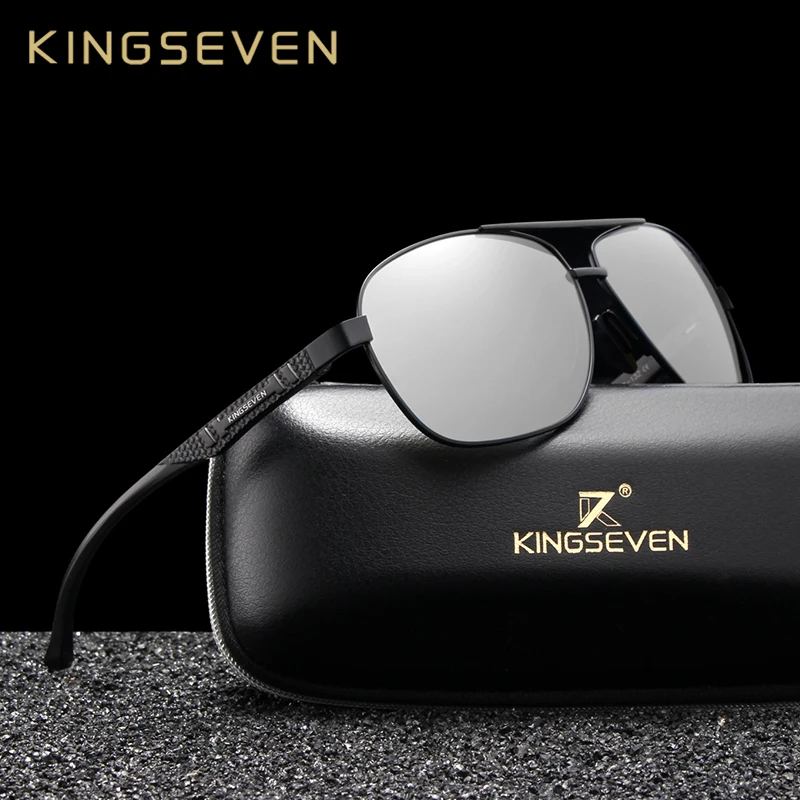 Мужские солнцезащ. Очки в Винтаж. Оправе KINGSEVEN черно серые солнцезащитные очки