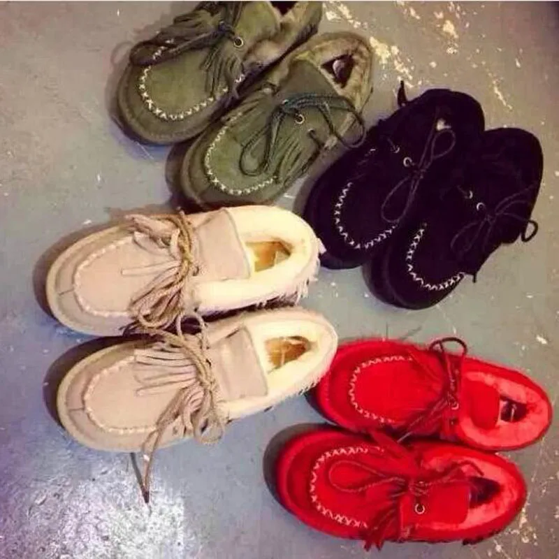 2016 Зимние Горячей Продажи Женщин Нубука Квартиры Кисточкой Сапоги случайные