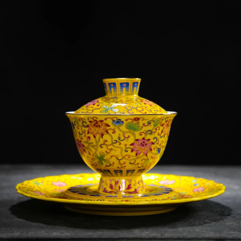 Цветной эмалированный чайный сервиз Gaiwan чайные чашки Традиционная Керамическая