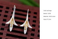 elegant floral 925 sterling silver earrings retro flower handmade silver hook earrings for women girls
