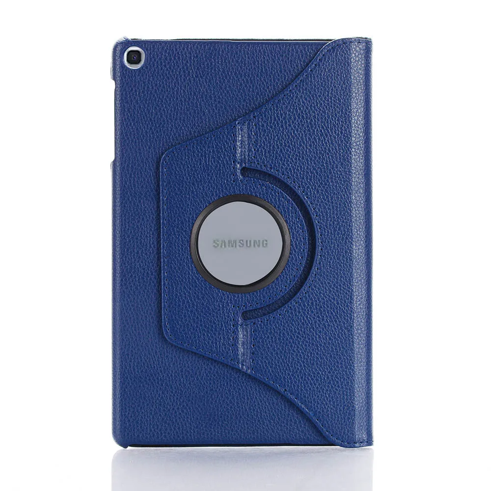 Dark Blue 360 Rotating Case For Samsung Galaxy Tab A 8.0 S Pen P200 P205 SM-P200 SM-P205 Smart Auto Sleep / Wake Stand Leather Cover - Color: Dark Blue
