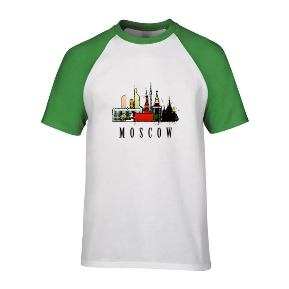 Russia Moscow city Red Square watercolor drawing no glue print tshirt men 2018 summer new white casual homme cool t shirt | Мужская