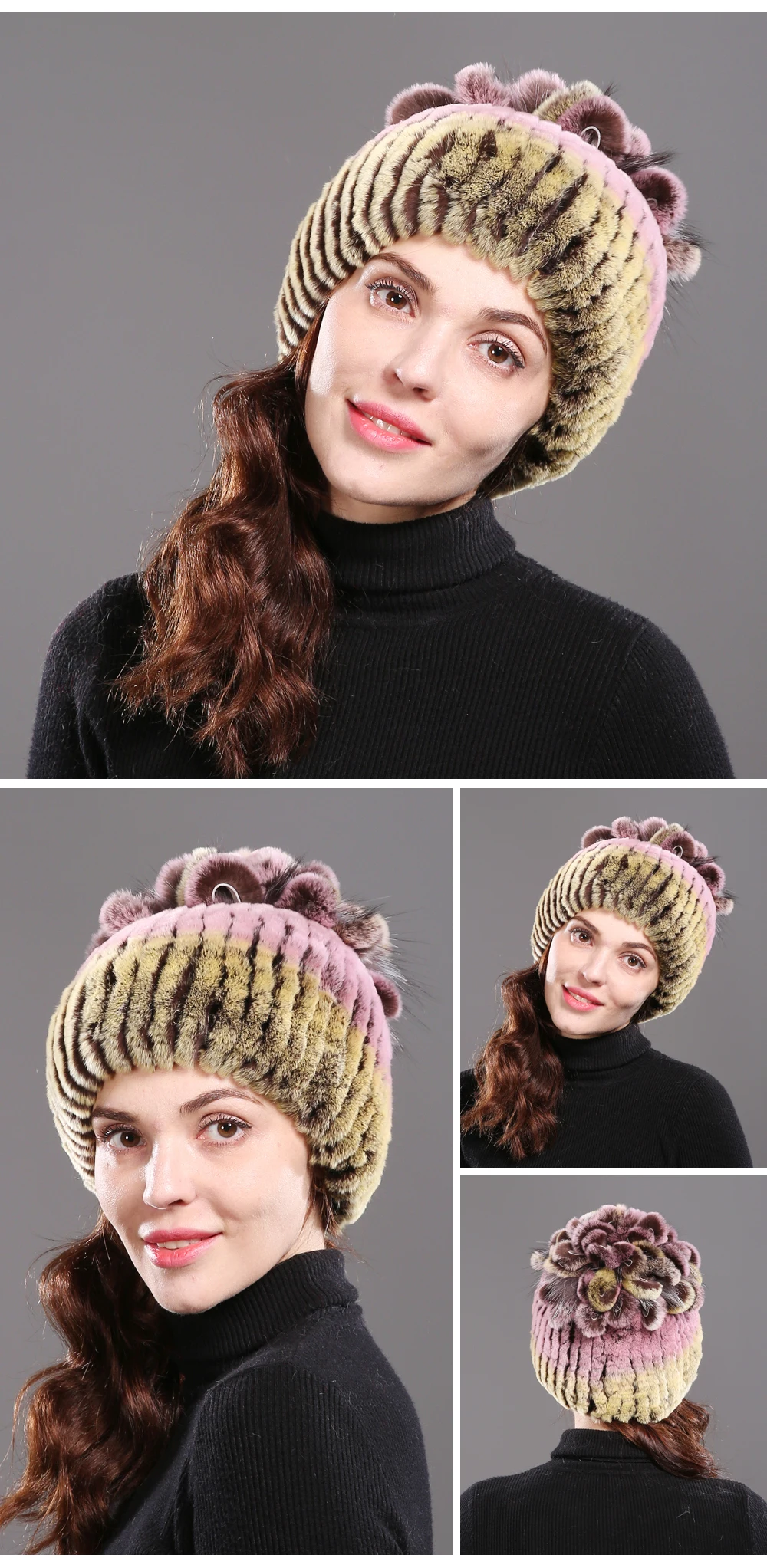 Горячая Распродажа Настоящий мех кролика Skullies Beanies шапки женские зимние теплые ручной работы вязаная шапка из меха кролика рекс для девочек натуральный Лисий мех шапка