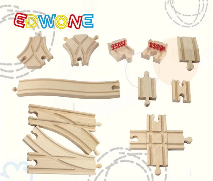 EDWONE Bridge X Rel/Y Rail/Persimpangan Ganda Adegan Mengikuti Aksesoris dan BRIO Kereta Kayu Pendidikan Anak Laki-laki/mainan Anak