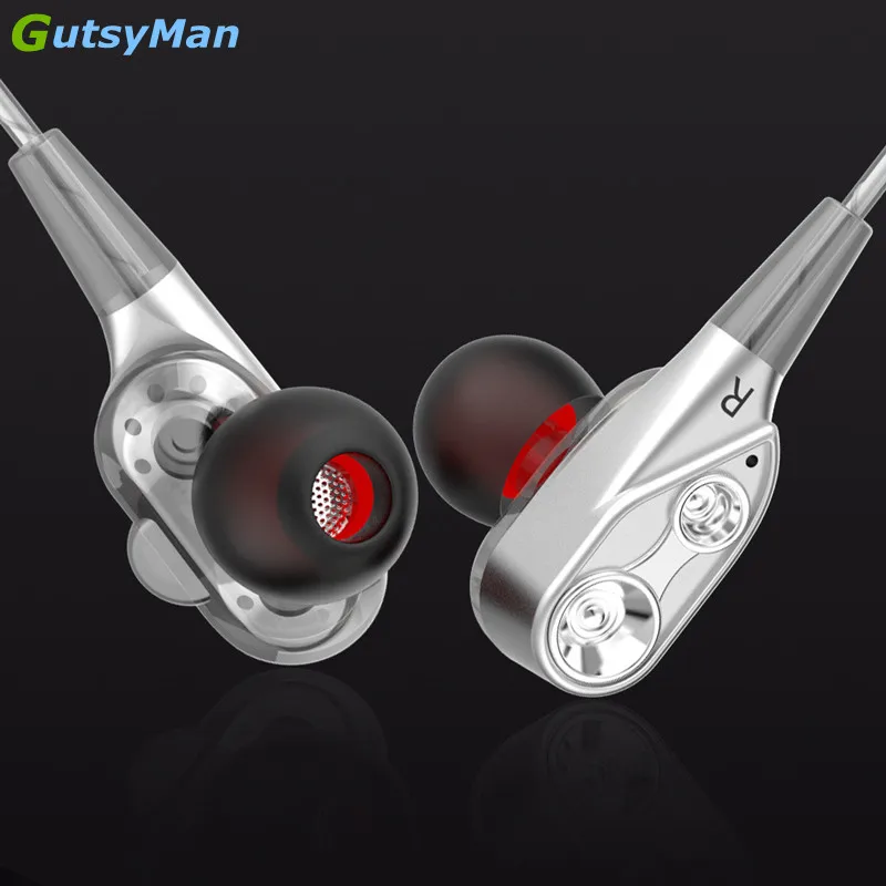 GutsyMan GM21 Pro Двойной Динамический драйвер профессиональный в ухо Спорт HIFI наушники
