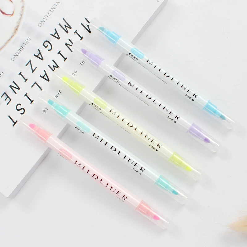 

12 Pcs/set Mildliner Double Headed Fluorescent Pens Creative Graffiti Pen Cute Art Highlighter Drawing Mark Pen Stationery Gifts