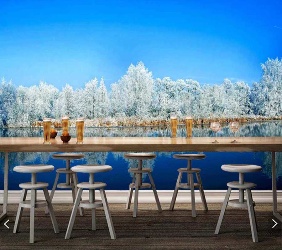 3d обои на заказ зимние фрески с природным пейзажем для гостиной спальни дивана