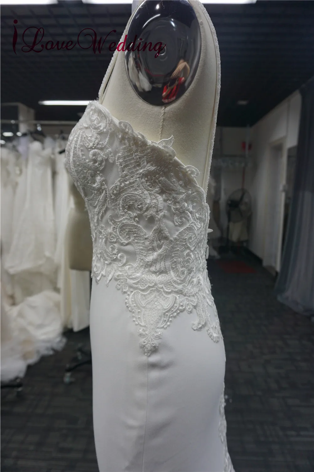 ILoveWedding Элегантное свадебное платье-футляр на тонких бретельках высококачественное Кружевное Свадебное длинное свадебное платье