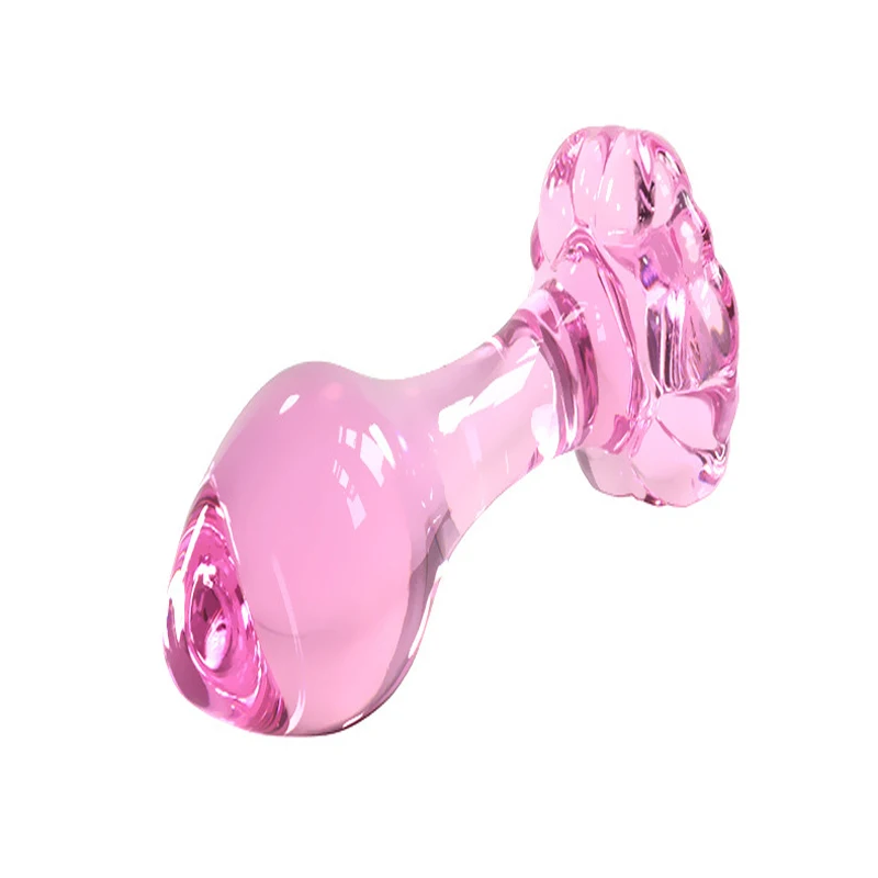 Pink trumpet back court glass anal plug ice fire stick men and women adult supplies sex tools flirt simulation phall |