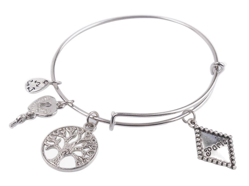 

5PCS Fashion Expandable Wire Bangle Paris Charm Bracelet bangle on sale #92122