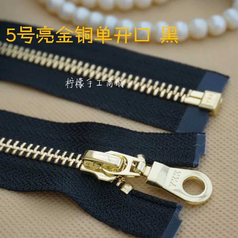 YKK5 металлический яркий золотой и медный одинарный открытый 50-120 см черный пуховой