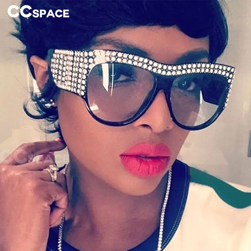 Фото Женские солнцезащитные очки CCSPACE большие квадратные очки-стразы в оправе с