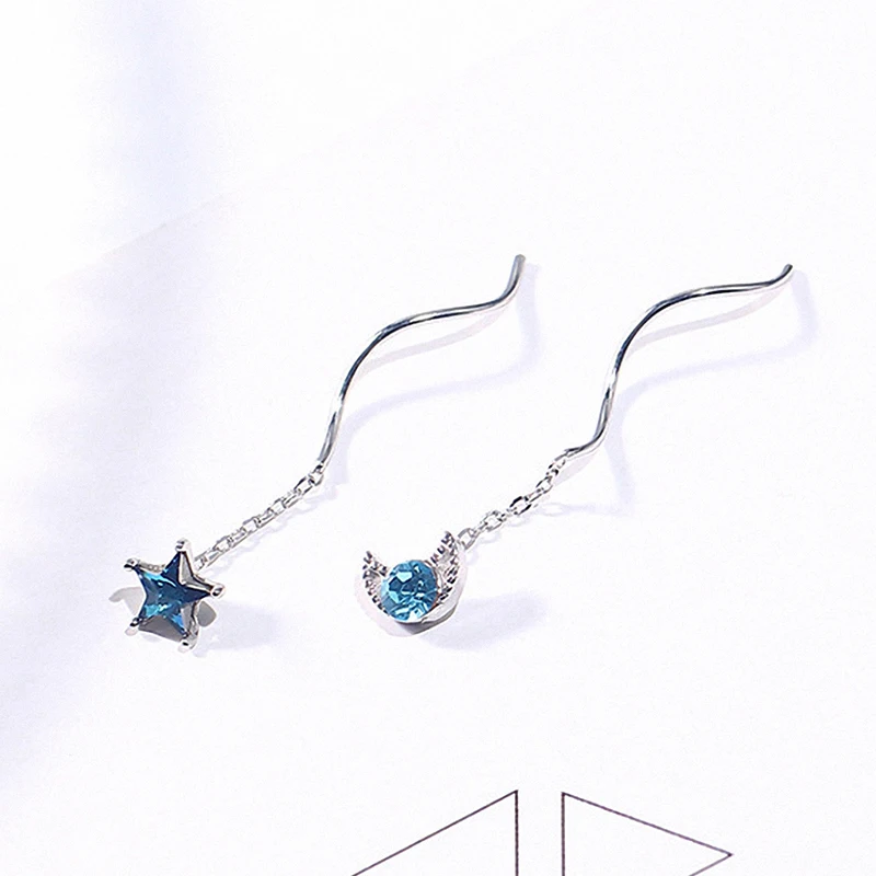 Женские серьги в форме Луны Spring Light элегантные длинные подвески из серебра 925