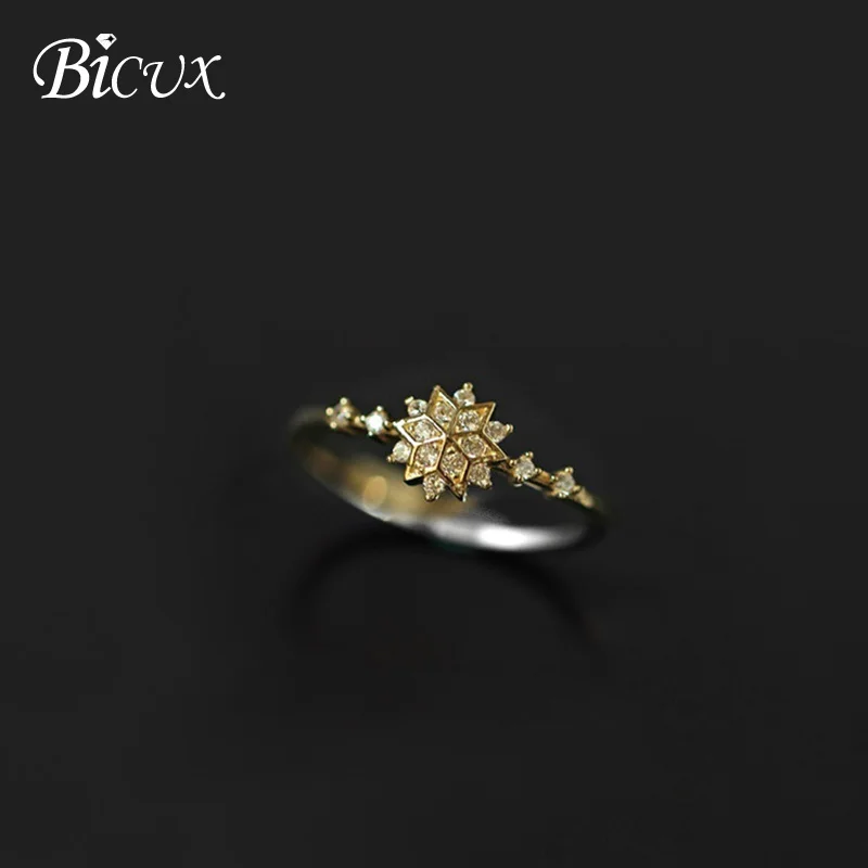 BICUX новые кольца со снежинками и кристаллами роскошные золотистые Серебристые